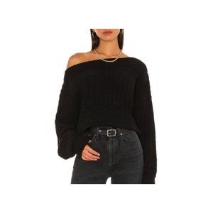 Free People Cropped Soft Sweater sweatshirt size S Black NWT warm